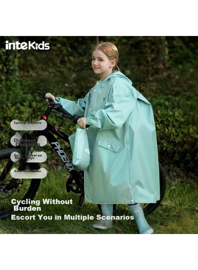 Tiantianzai Children's Raincoat For Older Kids With Backpack Space For Girls And Boys, Elementary And Middle School Students' Waterproof Poncho For School And Outdoor Cycling - Image 2