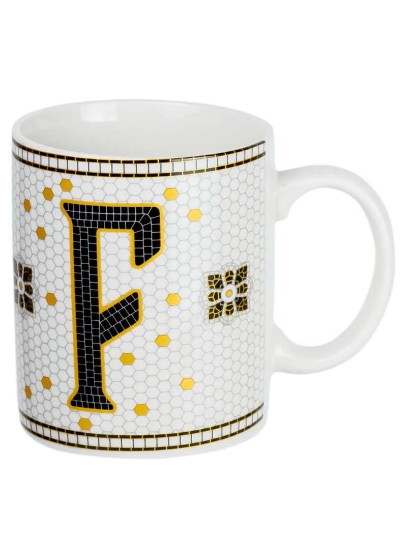 Cuisine Art Cuisine Art Letter F Printed Porcelain Ceramic Tea Coffee Mug 300ml - Stylish and Durable Mug for Hot Beverages