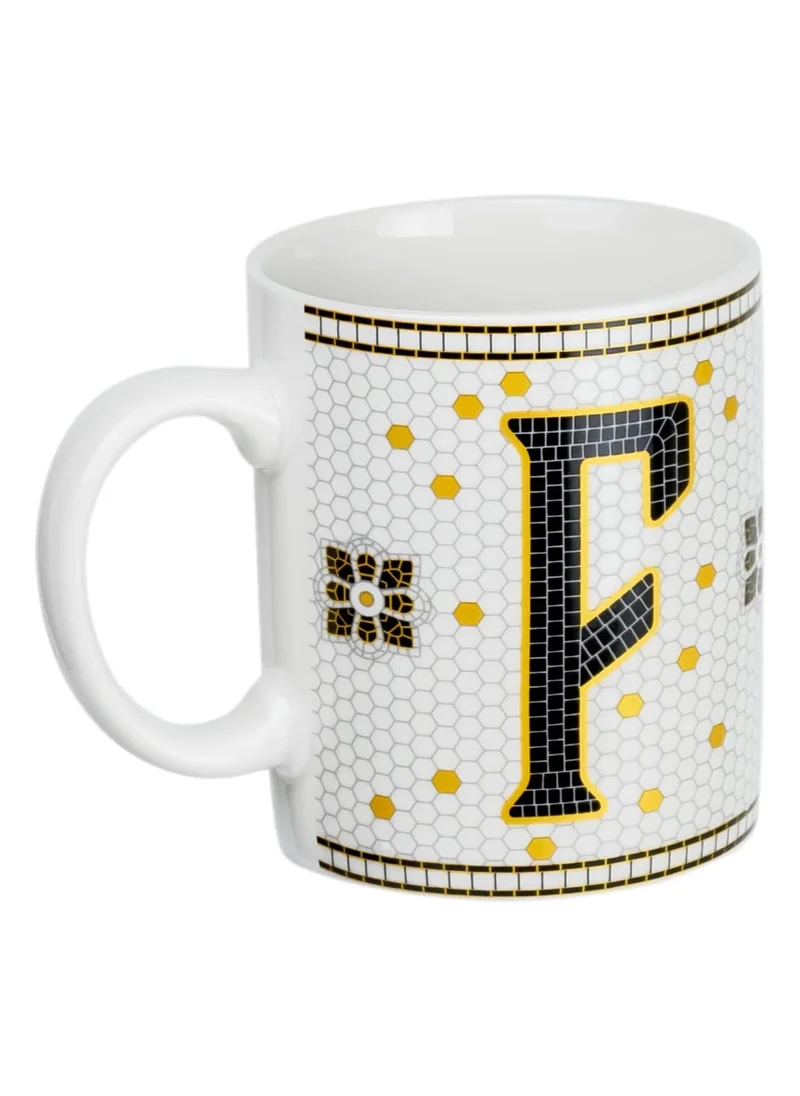 Cuisine Art Cuisine Art Letter F Printed Porcelain Ceramic Tea Coffee Mug 300ml - Stylish and Durable Mug for Hot Beverages