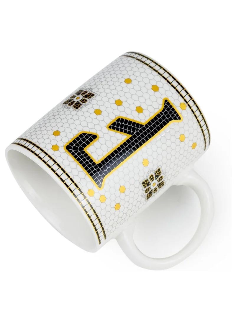Cuisine Art Cuisine Art Letter F Printed Porcelain Ceramic Tea Coffee Mug 300ml - Stylish and Durable Mug for Hot Beverages