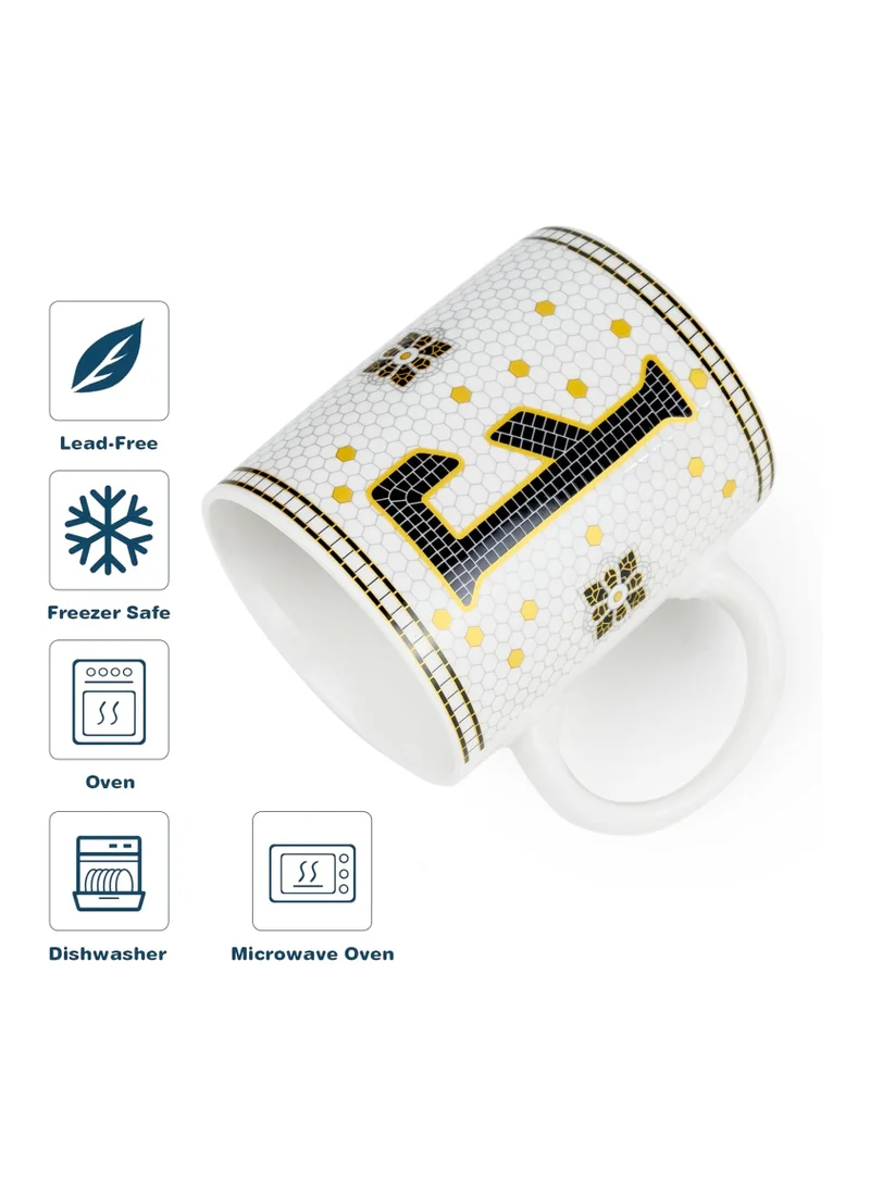 Cuisine Art Cuisine Art Letter F Printed Porcelain Ceramic Tea Coffee Mug 300ml - Stylish and Durable Mug for Hot Beverages