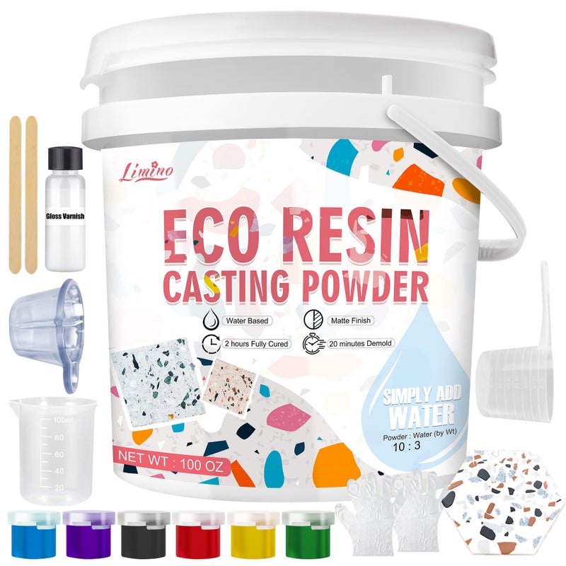 Eco Resin Casting Powder  2800g Ceramic Resin Powders Kit with 6pcs Pigments Fast Curing Easy to Demold Water Mixed Activated  ToxicFree Odorless  Plaster Casting Kit for DIY Home Art Crafts