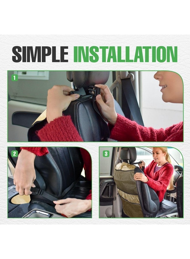 lebogner Back Seat Cover for Kids + 4 Pocket Storage Organizer, 2 Pack Kick Mats Backseat Protector, Car Accessories Waterproof Kick Guard for Vehicles to Protect from Dirt, Mud & Scratches, Beige - Image 5