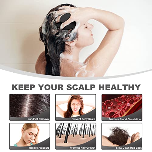 Meartchy Silicone Scalp Massager Shampoo Brush, Scalp Brush for Hair Growth & Dandruff Removal, Hair Scrubber Scalp Stimulator Exfoliator Brush with Soft Bristles for Wet Dry Scalp Care (Black) - Image 4