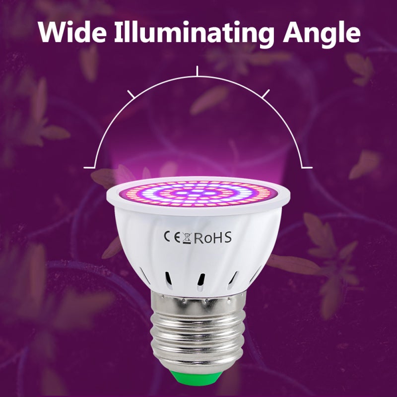 مصباح إضاءة نمو LED: قاعدة E14 بـ 60 مصباحاً LED، طيف أحمر وأزرق، شريحة موثوقة LED - تبديد حرارة فعّال، تصميم خفيف ومُحمول لاستخدام النباتات الداخلية، الصباريات، الشتلات، المزارع الداخلية المنزلية - Image 3