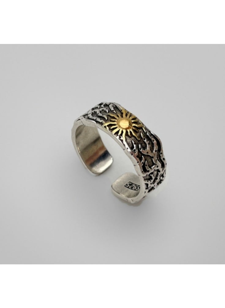 Men Adjustable Ring Sliver S925 Ring Elegant Unique Retro Sliver  Non-Fading Open Ring - Image 2