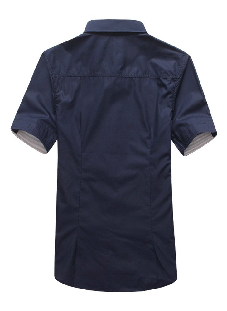 Generic - Slim Version Handsome Standing Collar Short-sleeved Jacket Men Blue - Image 1