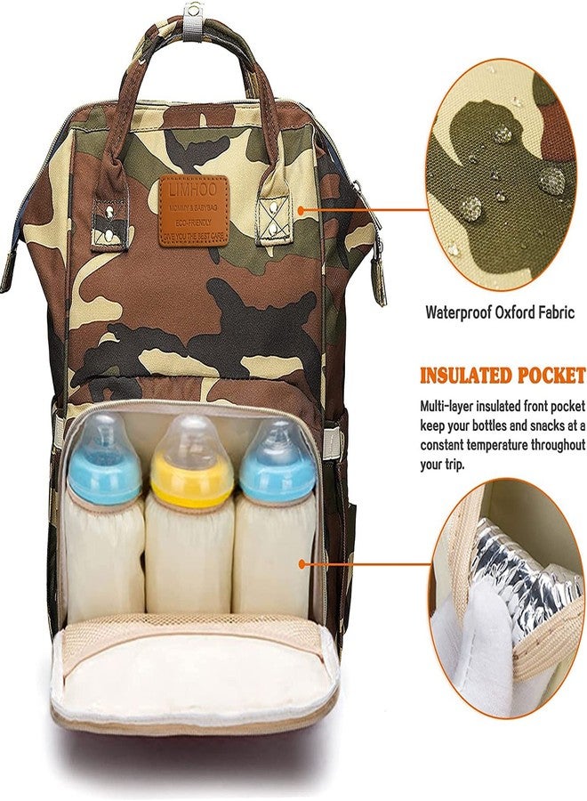 LIMHOO Diaper Bag Backpack for Men Dad, Waterproof Large Canvas Camo Nappy Bags, Baby Care Bag (Jungle Camouflage) - Image 2