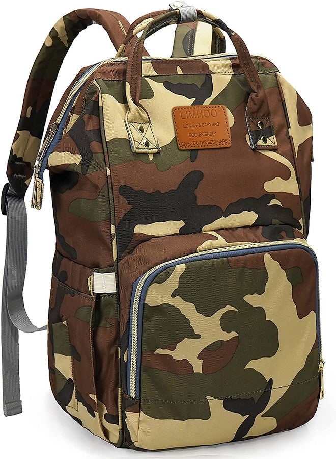 LIMHOO Diaper Bag Backpack for Men Dad, Waterproof Large Canvas Camo Nappy Bags, Baby Care Bag (Jungle Camouflage) - Image 1