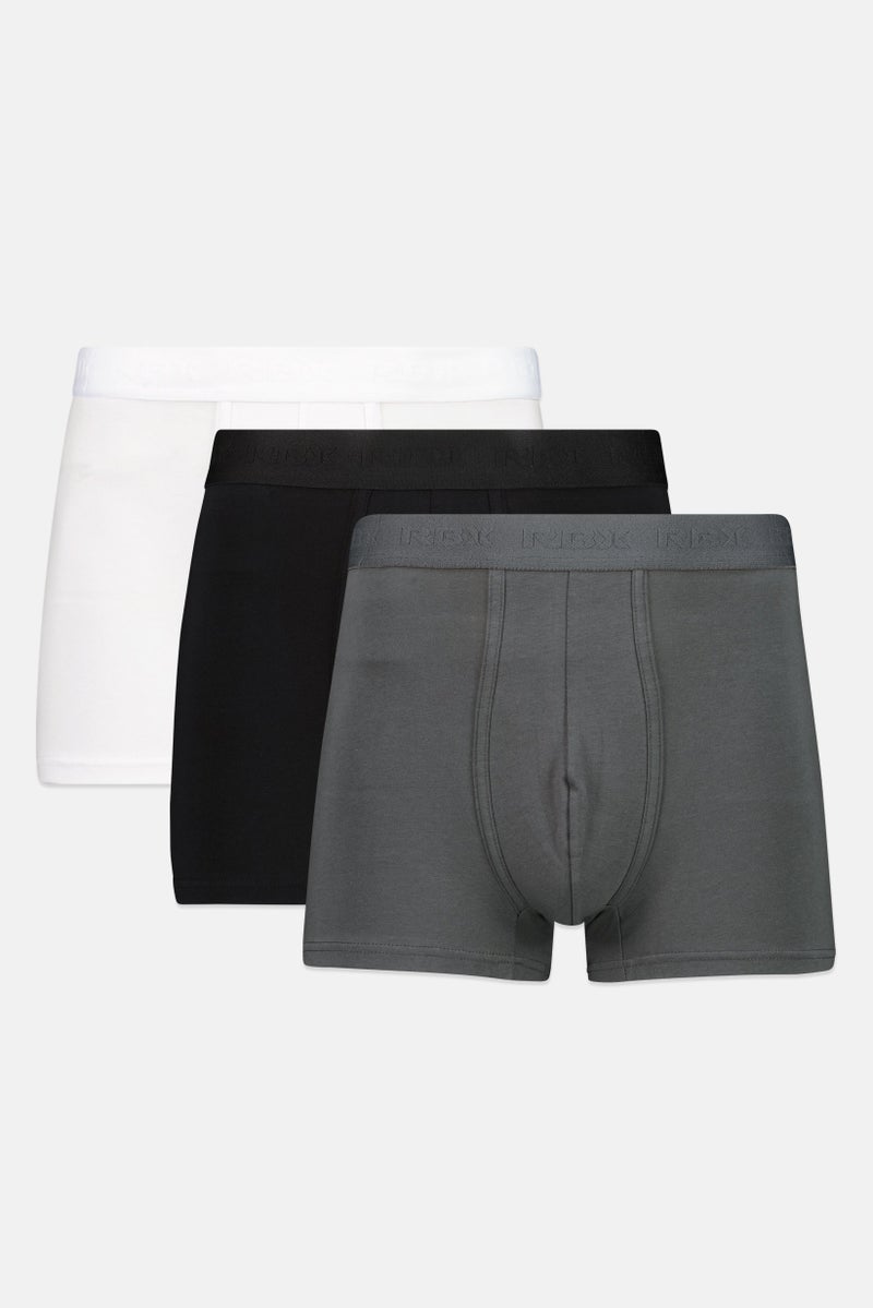 RBX Men 3 Piece Brand Logo Underwear Trunks, Multicolor - Image 1