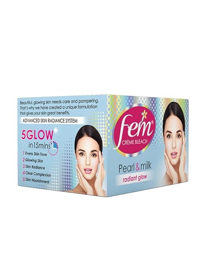 Fem Fairness (Pearl & Milk) Crème Bleach - 24g | Advanced Skin Radiance System | Enriched with Goodness of Real Pearl Essence, Vitamin E & Milk | With Rejuvenating Fragrance | No Added Parabens, Silicones & Ammonia - Image 2