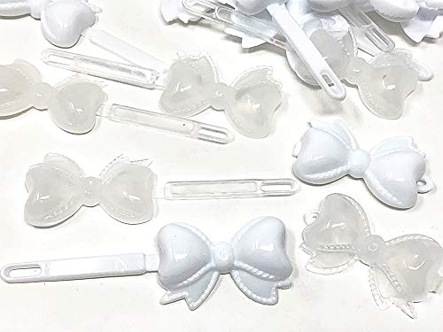 Tara Girls Self Hinge Plastic Bow Hair Barrettes Selection (CLEAR WHITE RIBBON) - Image 3