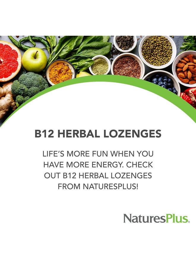 Natures Plus B12 Herbal Lozenges (Methylcobalamin) - 1000 mcg, 30 Sublingual Lozenges - Raspberry - Maximum Absorption Red Blood Cell Support - Energy Booster - Vegetarian, Gluten-Free - 30 Servings - Image 3