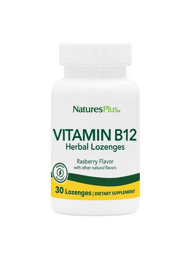 Natures Plus B12 Herbal Lozenges (Methylcobalamin) - 1000 mcg, 30 Sublingual Lozenges - Raspberry - Maximum Absorption Red Blood Cell Support - Energy Booster - Vegetarian, Gluten-Free - 30 Servings - Image 1
