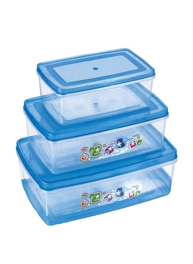 Sonal - Bio Fresh Multipurpose Rectangle Plastic Container Set - 300ml, 500ml, 900ml, 1500ml, 2500ml - Air Tight, Dishwasher Safe - Modern, Versatile - Food Storage - Image 2
