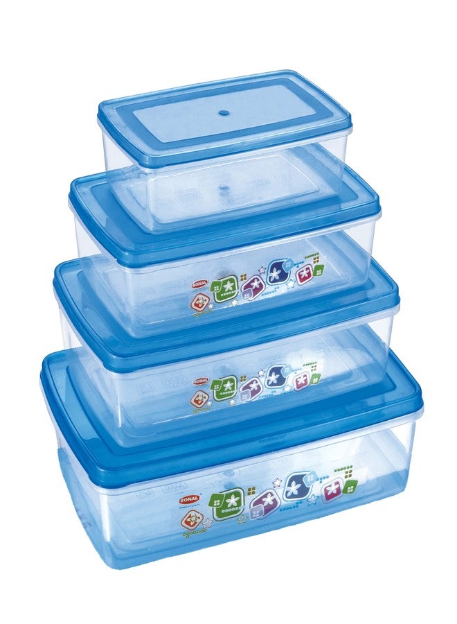 Sonal - Bio Fresh Multipurpose Rectangle Plastic Container Set - 300ml, 500ml, 900ml, 1500ml, 2500ml - Air Tight, Dishwasher Safe - Modern, Versatile - Food Storage - Image 3