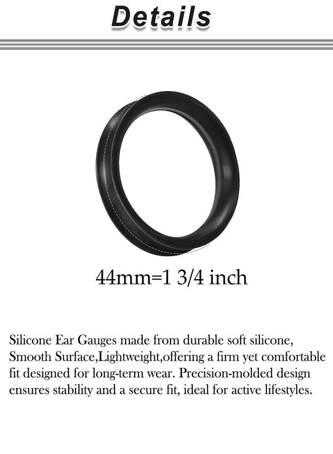 Ocptiy 44mm Black Silicone Gauges Tunnels Plugs for Ears Stretchring Kit Earrings Platic Rubber Ear Extra Thin Soft Tunnels Plugs Double Flare Hollow Gauges Size 44 mm Piercing Women Men 1 3/4 inch - Image 2