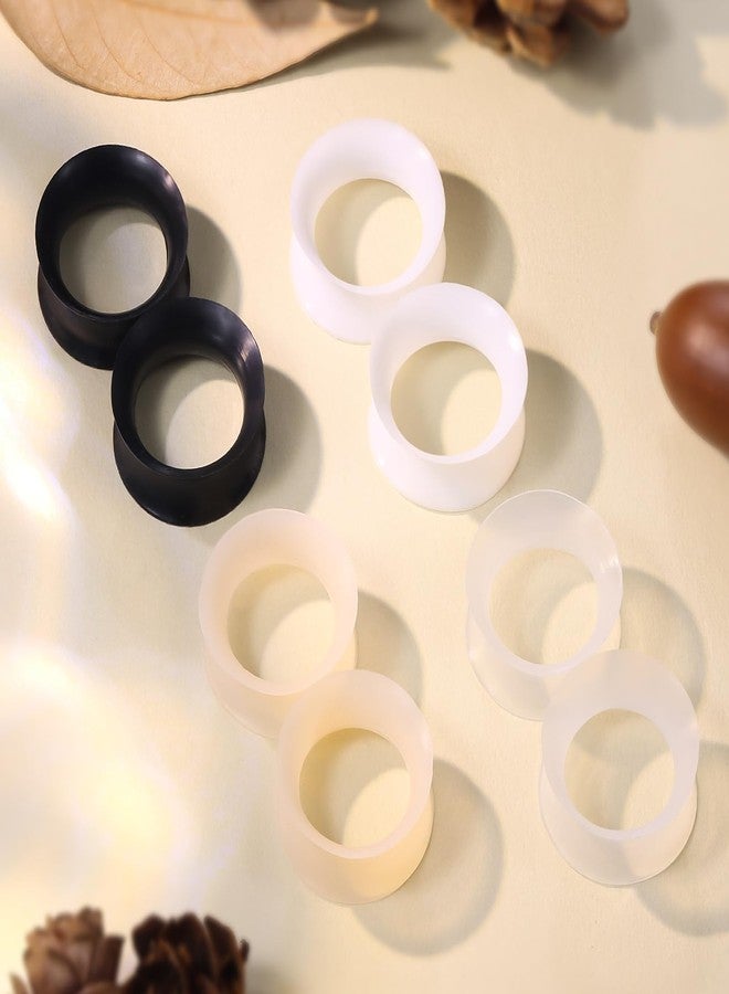 Ocptiy 44mm Black Silicone Gauges Tunnels Plugs for Ears Stretchring Kit Earrings Platic Rubber Ear Extra Thin Soft Tunnels Plugs Double Flare Hollow Gauges Size 44 mm Piercing Women Men 1 3/4 inch - Image 3