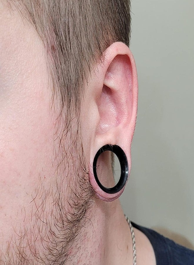 Ocptiy 44mm Black Silicone Gauges Tunnels Plugs for Ears Stretchring Kit Earrings Platic Rubber Ear Extra Thin Soft Tunnels Plugs Double Flare Hollow Gauges Size 44 mm Piercing Women Men 1 3/4 inch - Image 5