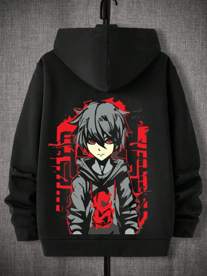 DIVIS Oversized Black Graphic Hoodie for Boys - Image 1