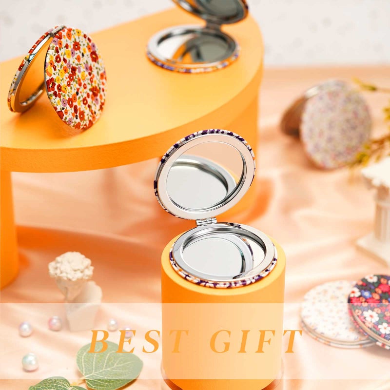 Vicenpal 6 Pieces Daisy Pattern Pocket Mirrors For Women Floral Small Mini Compact Mirror For Purse Magnifying Travel Makeup Bags Portable Folding Sweet Gift For Friend Birthdays Party - Image 3