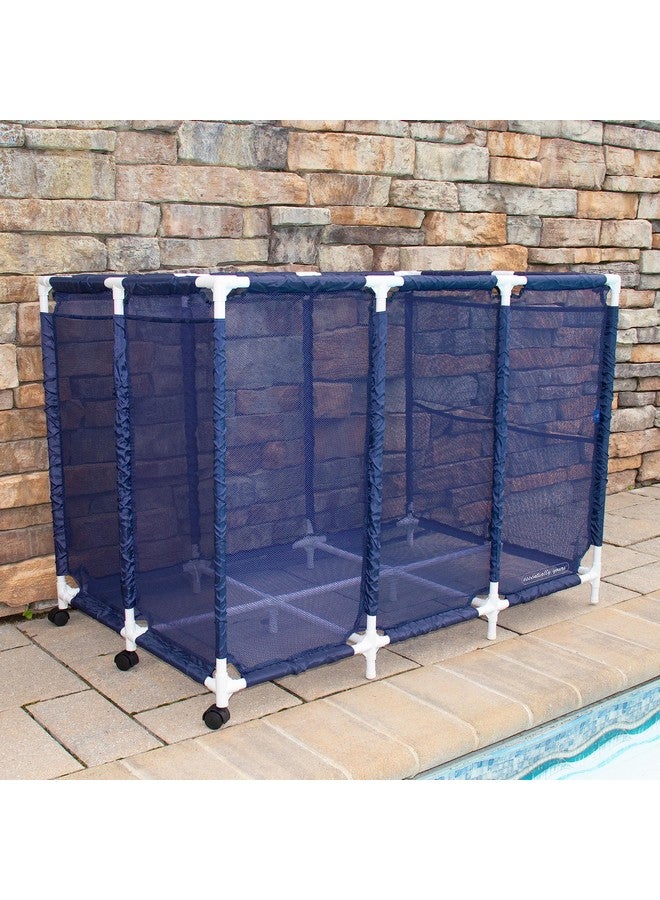 Essentially Yours Pool Noodles Holder Toys Floats Balls And Floats Equipment Mesh Rolling Storage Organizer Bin Extra Large (47.2" W X 30.2" L X 34" H) Blue/White Style 455119  - Image 3
