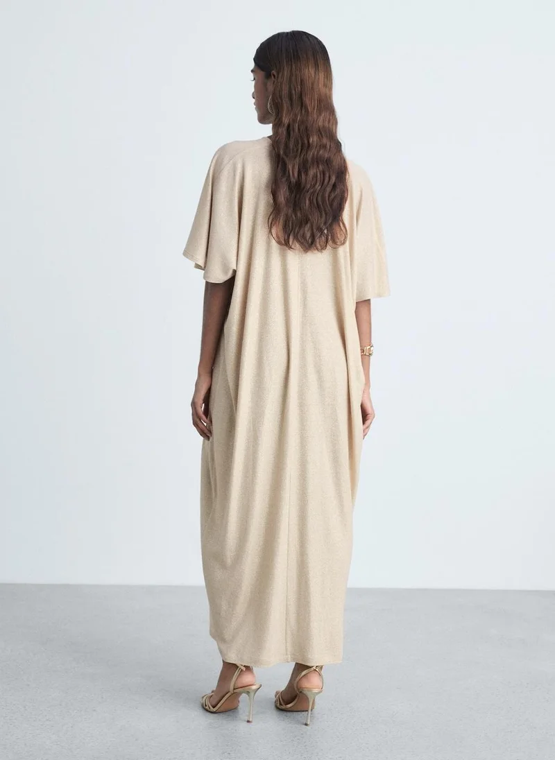 مانجو Lurex Dress With Gathered Neckline