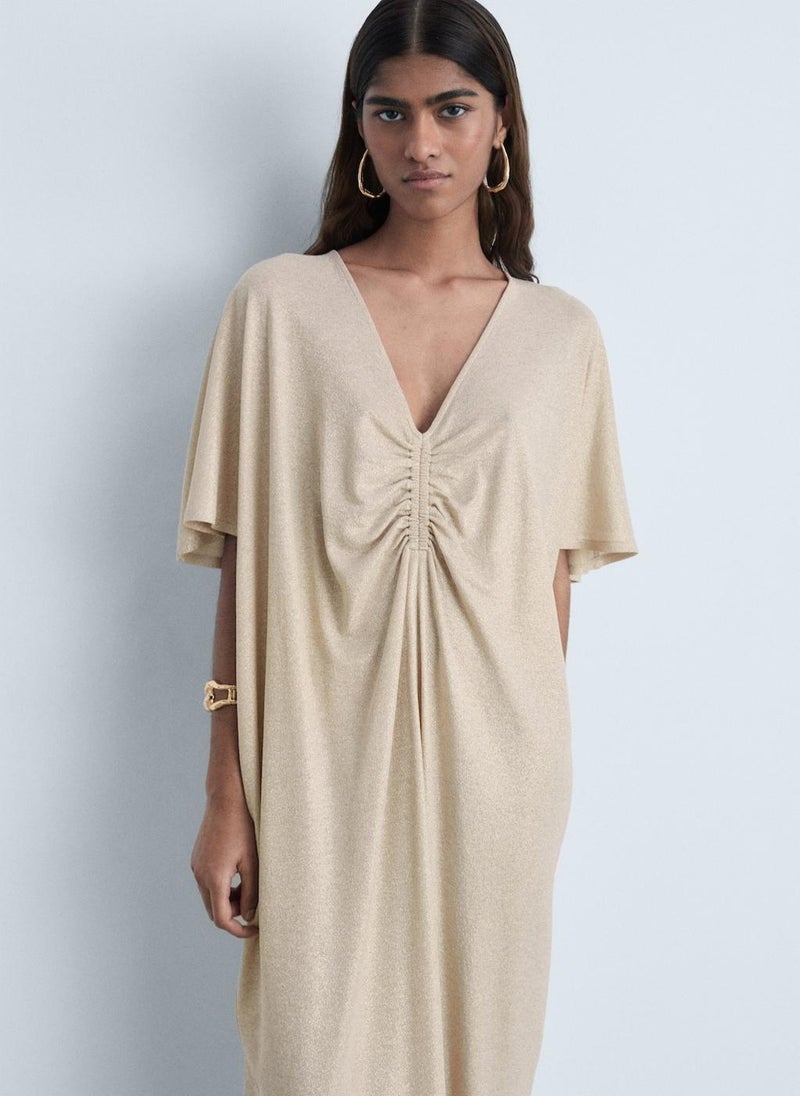 MANGO Shimmering Ruched Dress  - Image 4