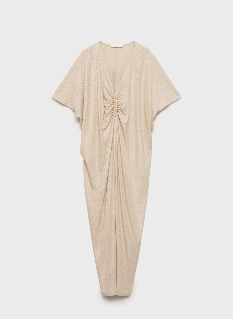 MANGO Shimmering Ruched Dress  - Image 5