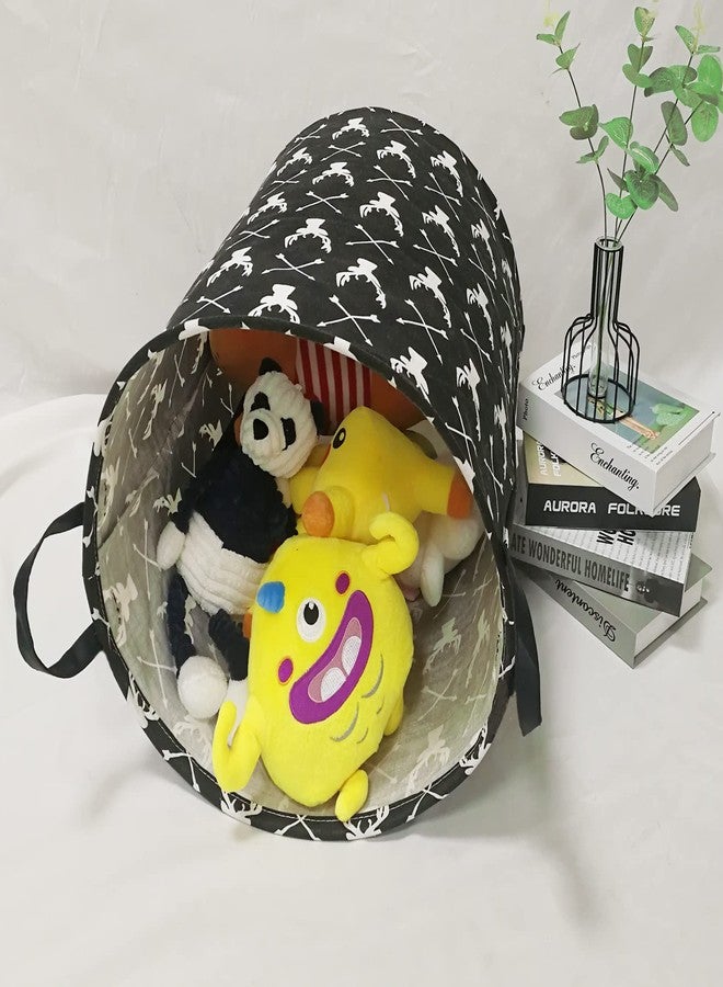 KUNRO Round Laundry Gift Basket Storage Hamper, Kids Toys and Clothes Storage Organizer Bins, Toy Shelf Basket with Handles for Room Decor (Deer) - Image 4