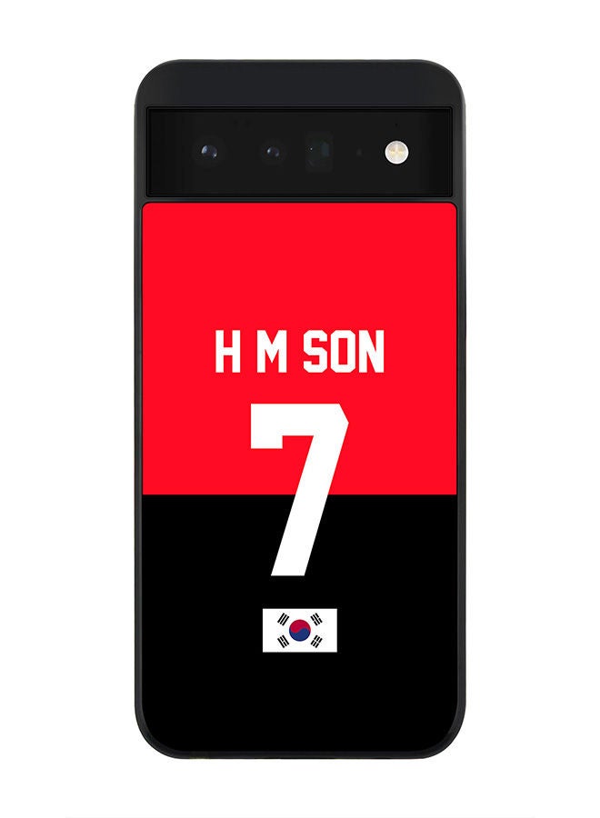 Stylizedd Rugged Black edge case for Google Pixel 6 5G Slim fit Soft Case Flexible Rubber Edges Anti Drop TPU Gel Thin Cover - Football Team - South Korea Player Name - H M Son - Image 1
