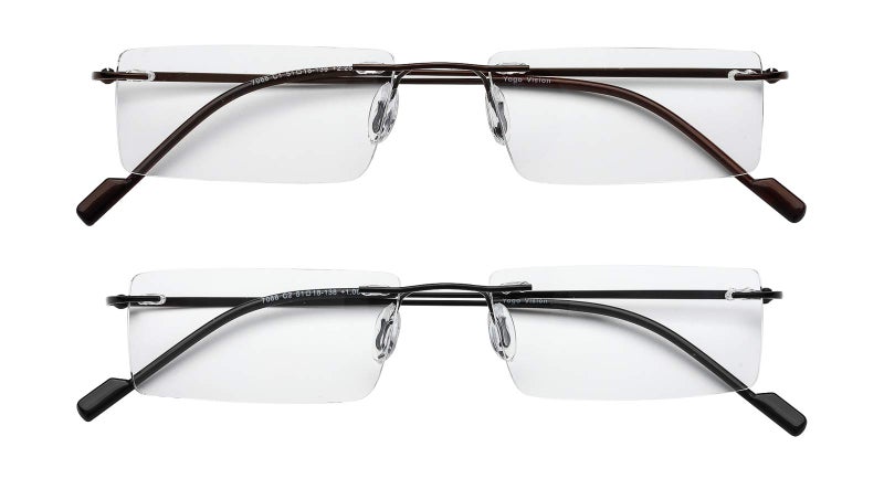 Success Eyewear Reading Glasses 2 Pair Rimless Ultra Lightweight Readers for Men and Women Set of Shiny Brown and Shiny Black 1.25 - Image 2