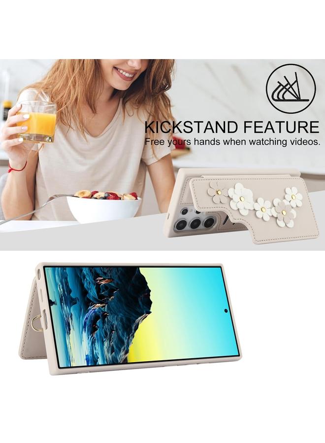 S-TOP Case For Samsung Galaxy S25 Ultra 5G Crossbody Flower Pattern Leather Phone Case - Image 5