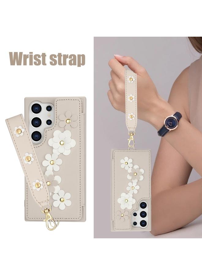 S-TOP Case For Samsung Galaxy S25 Ultra 5G Crossbody Flower Pattern Leather Phone Case - Image 3