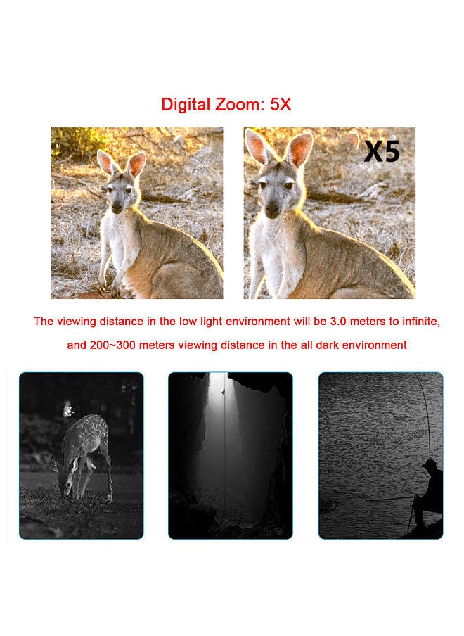 Generic 1080P Portable Binocular Infrared Night-Visions Device Day Night Use Photo Video Taking 5X Digital Zoom 300M Full Dark Viewing Distance for Outdoor Hunt Boating Journey  - Image 2