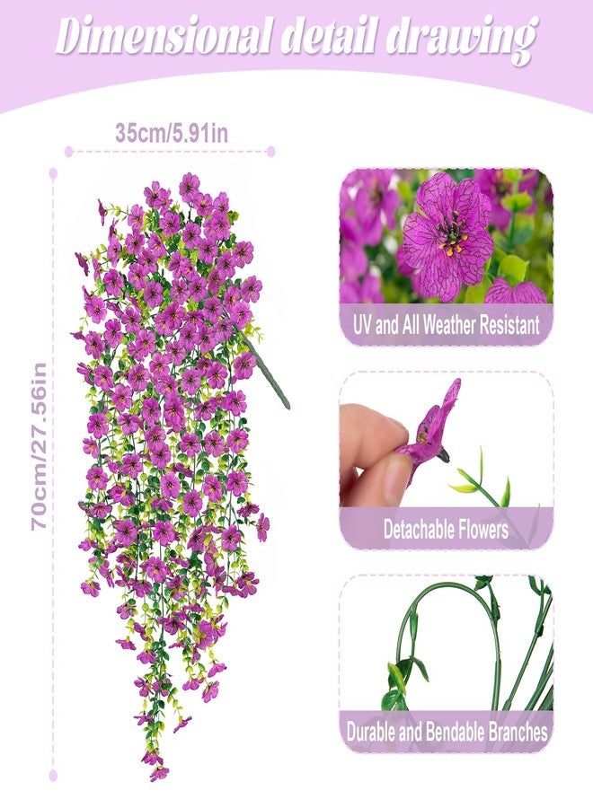 Hrobek Artificial Fake Hanging Plants Flowers for Spring Outdoor Outside Decor, Faux Mums Silk Realistic Flower, 2 Pcs UV Resistant Look Real Plastic Decorations for Porch Home Patio Balcony Yard - Image 2