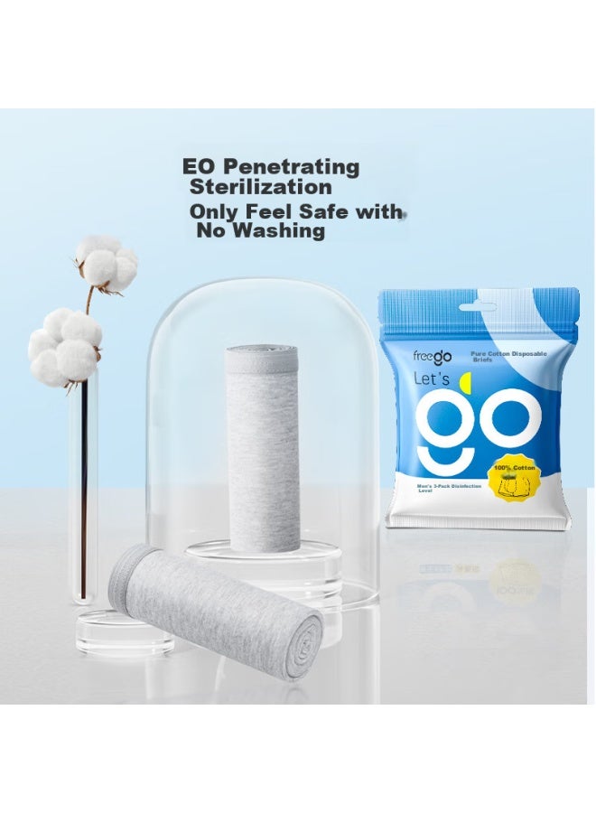 Free Go Freego Disposable Men's Underwear, Pure Cotton Boxer Briefs, 6 Individually Wrapped, No-wash Sterilized, Travel-friendly, Portable, Gray, 4XL - Image 5