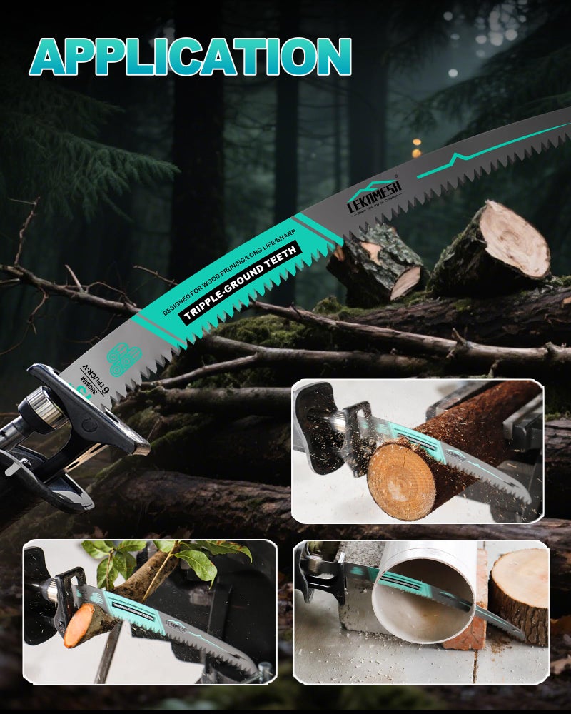 Lekomesh 15"" Japanese Teeth Reciprocating Saw Blades Wood Pruning - 4Pcs Curved Edge 6Tpi For Tree Trimming  Wood/Pvc Pipe Cutting  Cr-V Sabre Blades Better Wear Resistance - Image 4