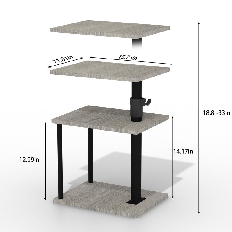 Faesun Swivel Side Table for Couch Arm, Height Adjustable C Table for Recliner or Bed, Tv Trays with Storage Shelf for Small Spaces- Small Nightstand Table for Living Room, Bedroom - Image 3