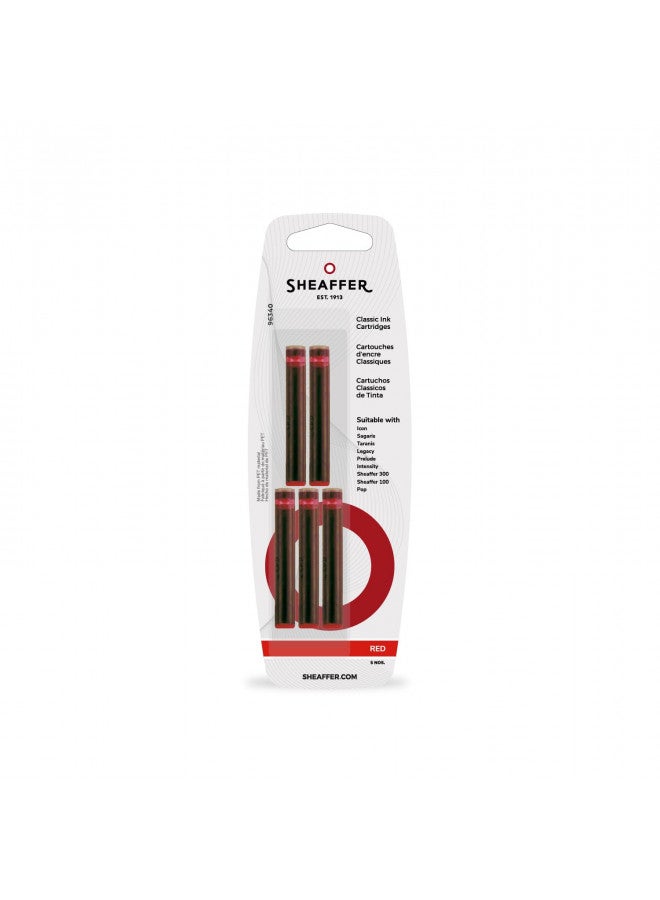 Sheaffer Skrip Fountain Pen Classic Ink Cartridge - Red (five per card)