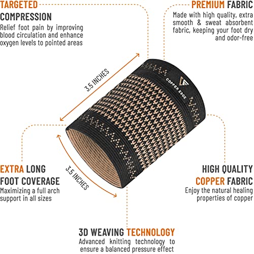 Copper Edge Copper Arch Support for Plantar Fasciitis. 2 Half Socks/Sleeve Compression Brace for Women and Men. Orthotics Feet Pain Aid Fit for Flat/High/Fallen Arches, Foot Care (Copper) - Image 3