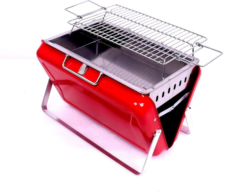 صحار Sahare Steel Rectangular Foldable Bbq Charcoal Grill Red ( Kybbq10 ) AdJustable Cooking Height, Compact Grill / Portable Grill Charcoal Grill Home Garden Charcoal Smokeless Barbecue Car Thick Outdoor - Image 5