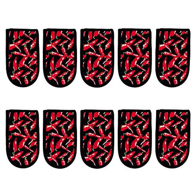 EHOMEA2Z Cast Iron Skillet Pan Pot Holder Covers Mitts Black Non-Slip Washable Sleeves for BBQ Baking Kitchen Cotton Commercial Grade (Chili, 10)