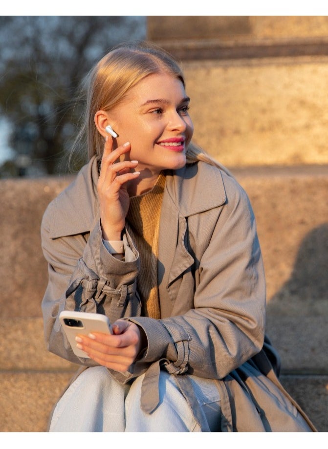 GREEN LION Tune X True Wireless ENC & ANC Earbuds with IPX5 Waterproof and 6 Hours Playtime / Quad-Microphone / In-App Control / Truewireless Headphones / Hands-Free Calling - White  - Image 2