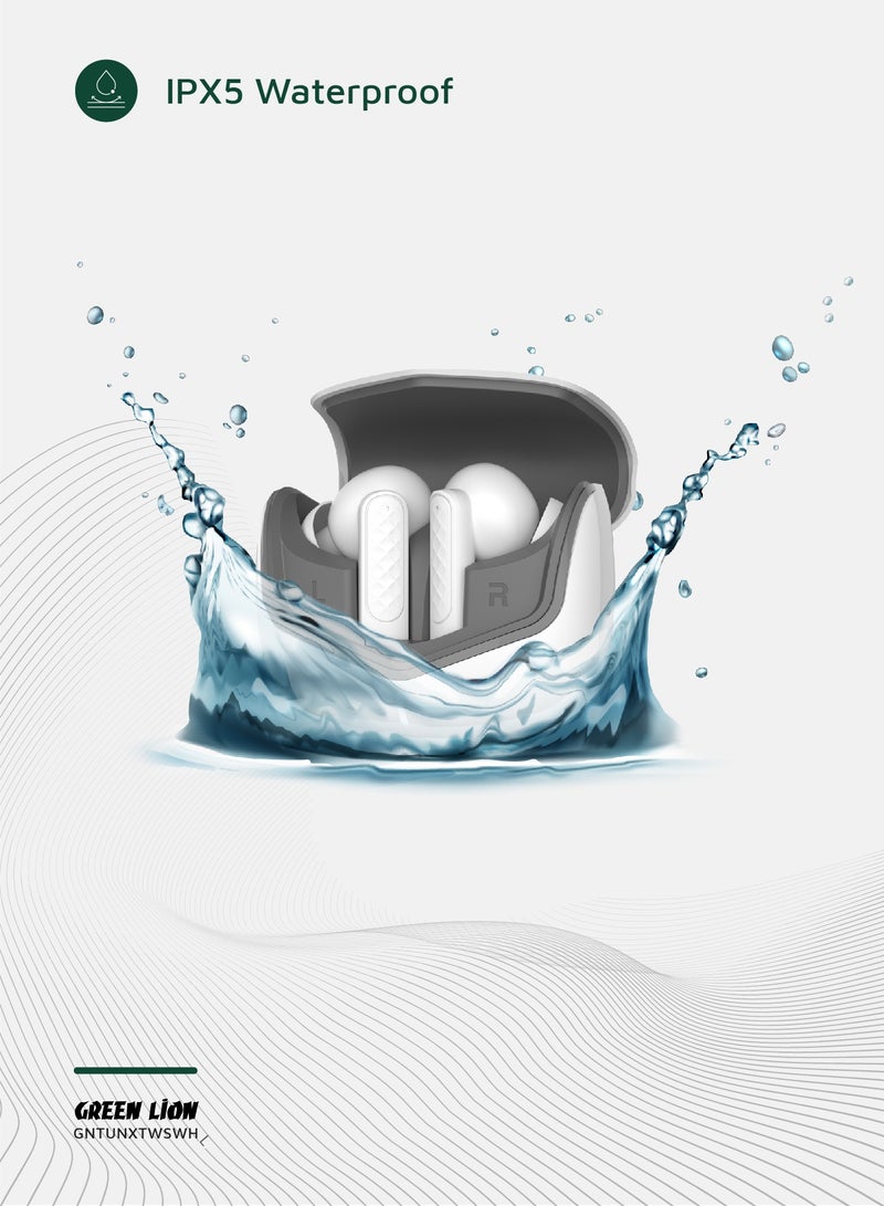 GREEN LION Tune X True Wireless ENC & ANC Earbuds with IPX5 Waterproof and 6 Hours Playtime / Quad-Microphone / In-App Control / Truewireless Headphones / Hands-Free Calling - White - Image 5