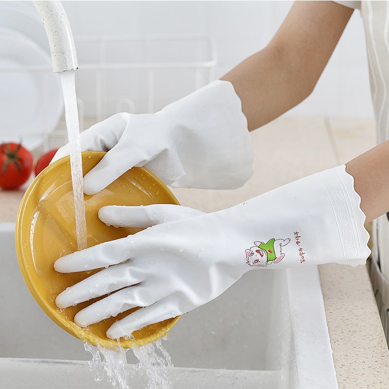 Thick PVC Gloves for Dishwashing Waterproof Environmental protection PVC White Environmental protection PVC White