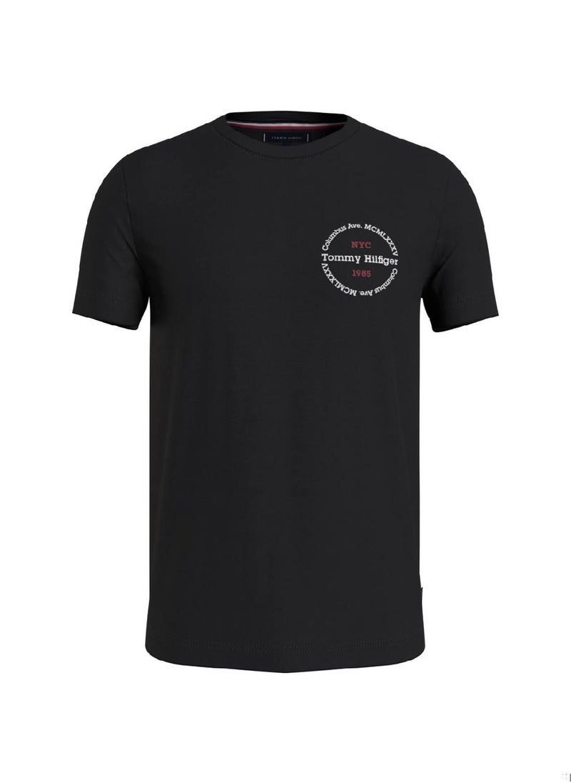 TOMMY HILFIGER Men's Hilfiger Roundel Logo T-Shirt - Cotton, Black  - Image 2