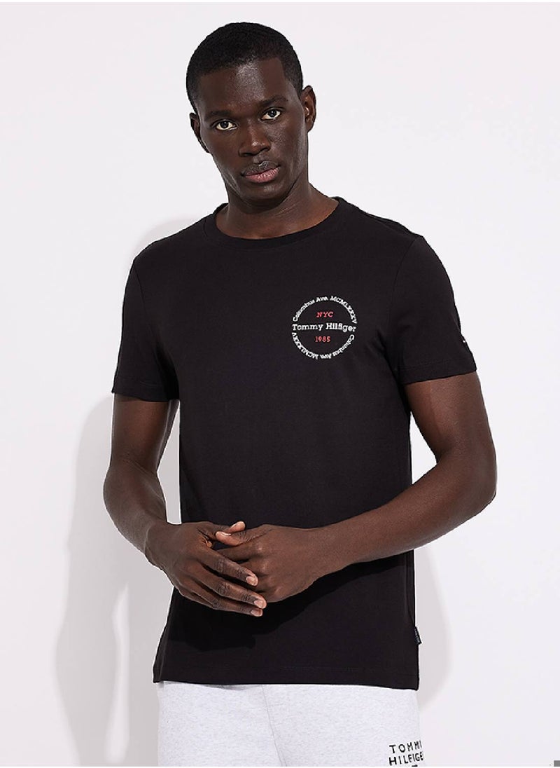 TOMMY HILFIGER Men's Hilfiger Roundel Logo T-Shirt - Cotton, Black  - Image 1