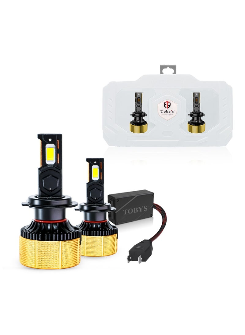 توبيز EC-100 قطعتان H7 بقدرة 200 واط – كشافات LED فائقة السطوع بقوة 20,000 لومن مع شعاع مزدوج، كن-باص ذكي، أنابيب نحاسية، ورقاقة CSP لأداء قوي في جميع الظروف الجوية - Image 1