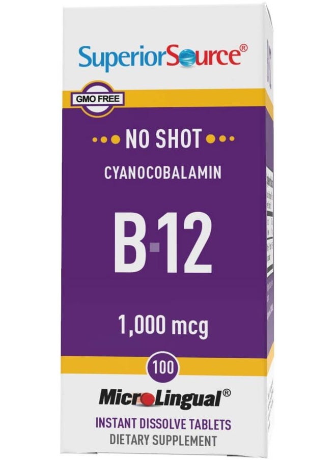 Superior Source No Shot Vitamin B-12 Cyanocobalamin 1000 mcg - Vitamin B-12 to Support Energy Production, Brain Health & Overall Wellness - Sublingual Tablets - 100 Dissolvable Tablets  - Image 5